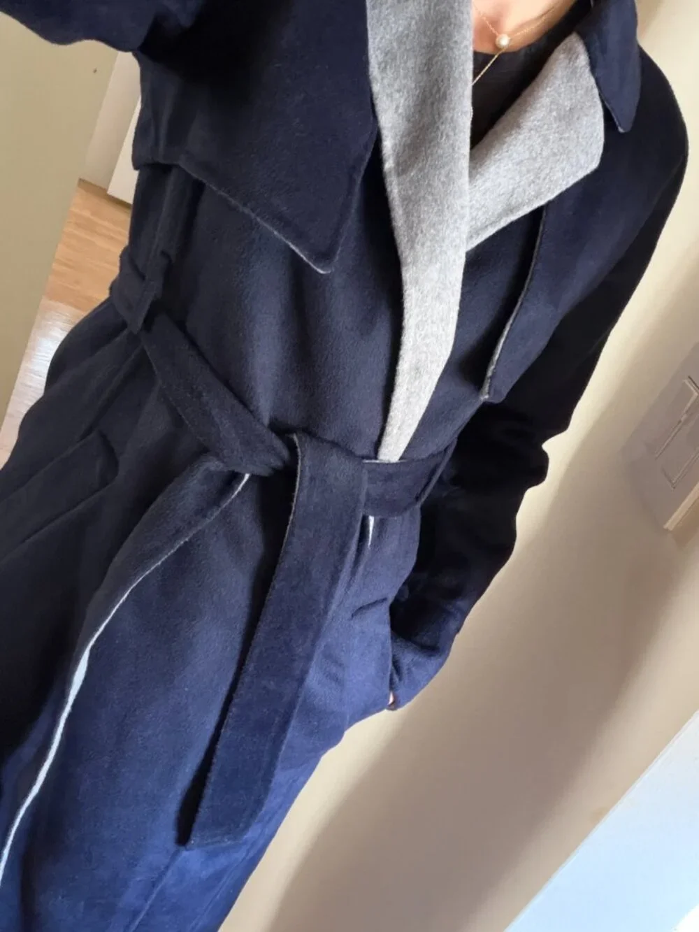 J.Crew Harriet Trench Coat in Navy/Light Grey